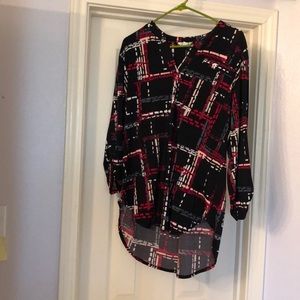 Black & Red Pattern Top
